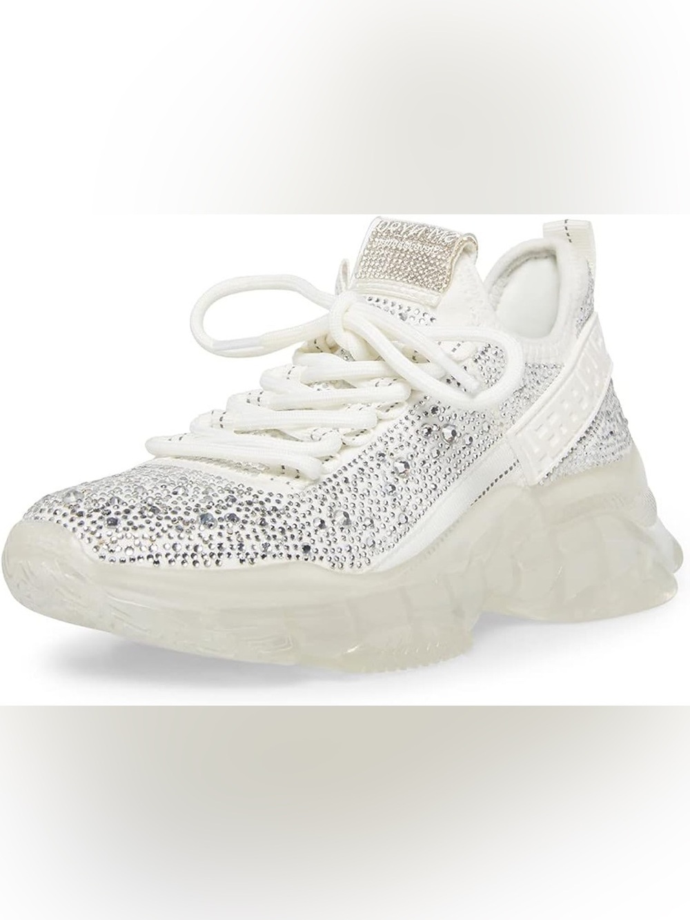 Steve Madden White Crystal Rhinestone Platform Sneakers 9